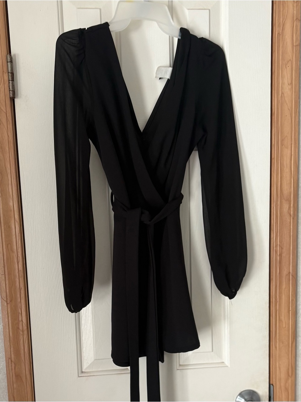 Windsor Black Long-Sleeve Wrap Romper